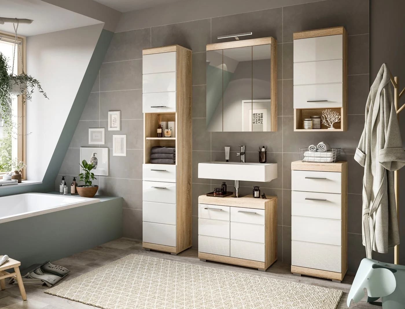 WELLTIME Badezimmerspiegelschrank Siena 3 Spiegeltüren FSC Holzwerkstoff - Bild 5