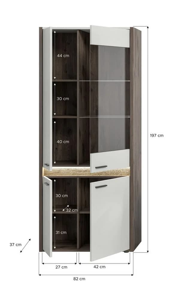 Vitrine Falcona Eiche Dunkel/Grau Metall - Bild 4
