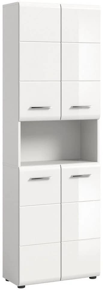 xonox.home Hochschrank Ice Weiß Hochglanz 4 Türen Badmöbel