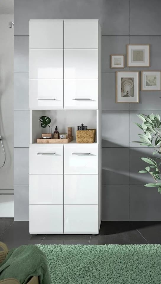 xonox.home Hochschrank Ice Weiß Hochglanz 4 Türen Badmöbel - Bild 2