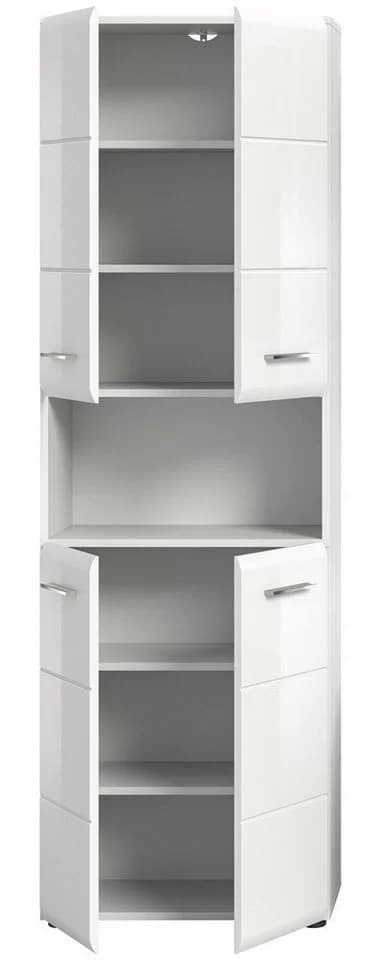 xonox.home Hochschrank Ice Weiß Hochglanz 4 Türen Badmöbel - Bild 4