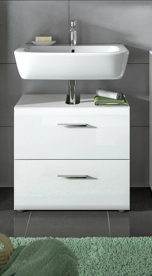 xonox.home Waschbeckenunterschrank Weiß Hochglanz Modern - Bild 5