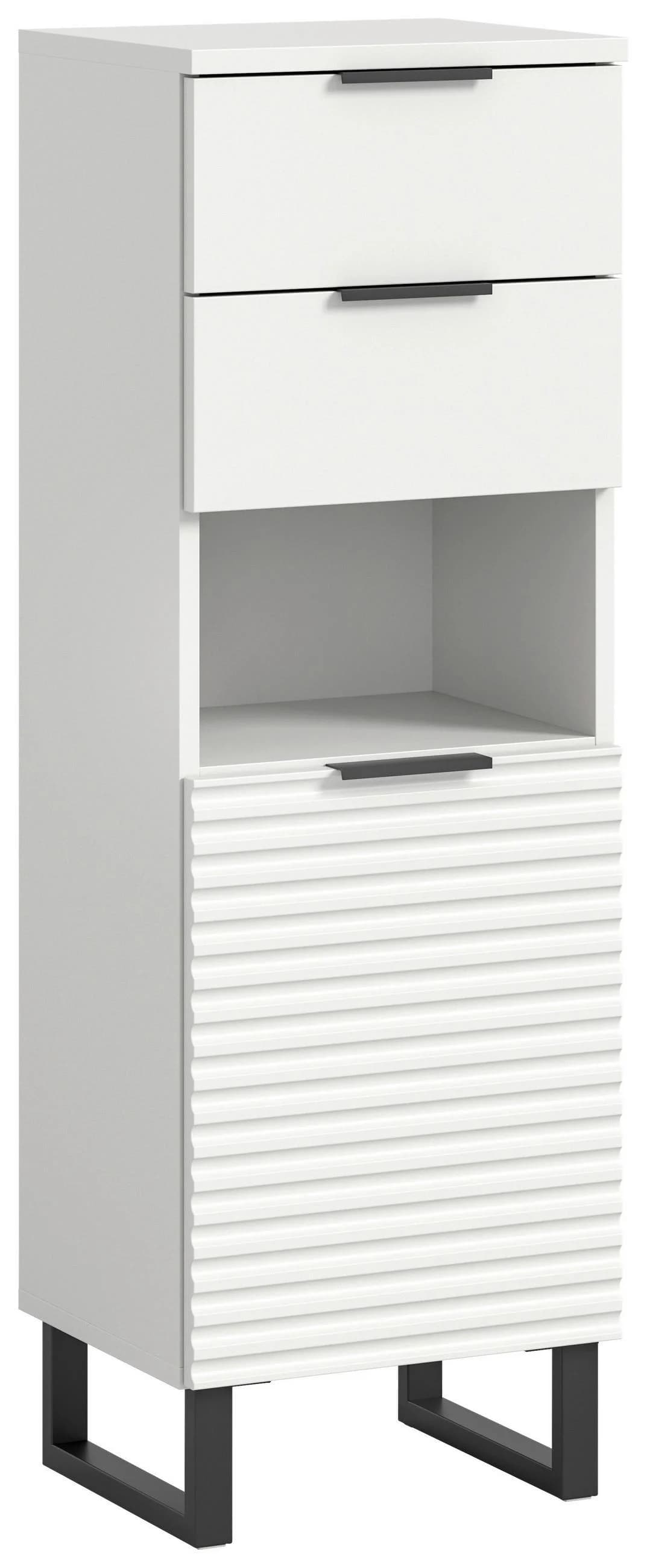 xonox.home Hochschrank Badezimmerschrank Standschrank Riff Weiß