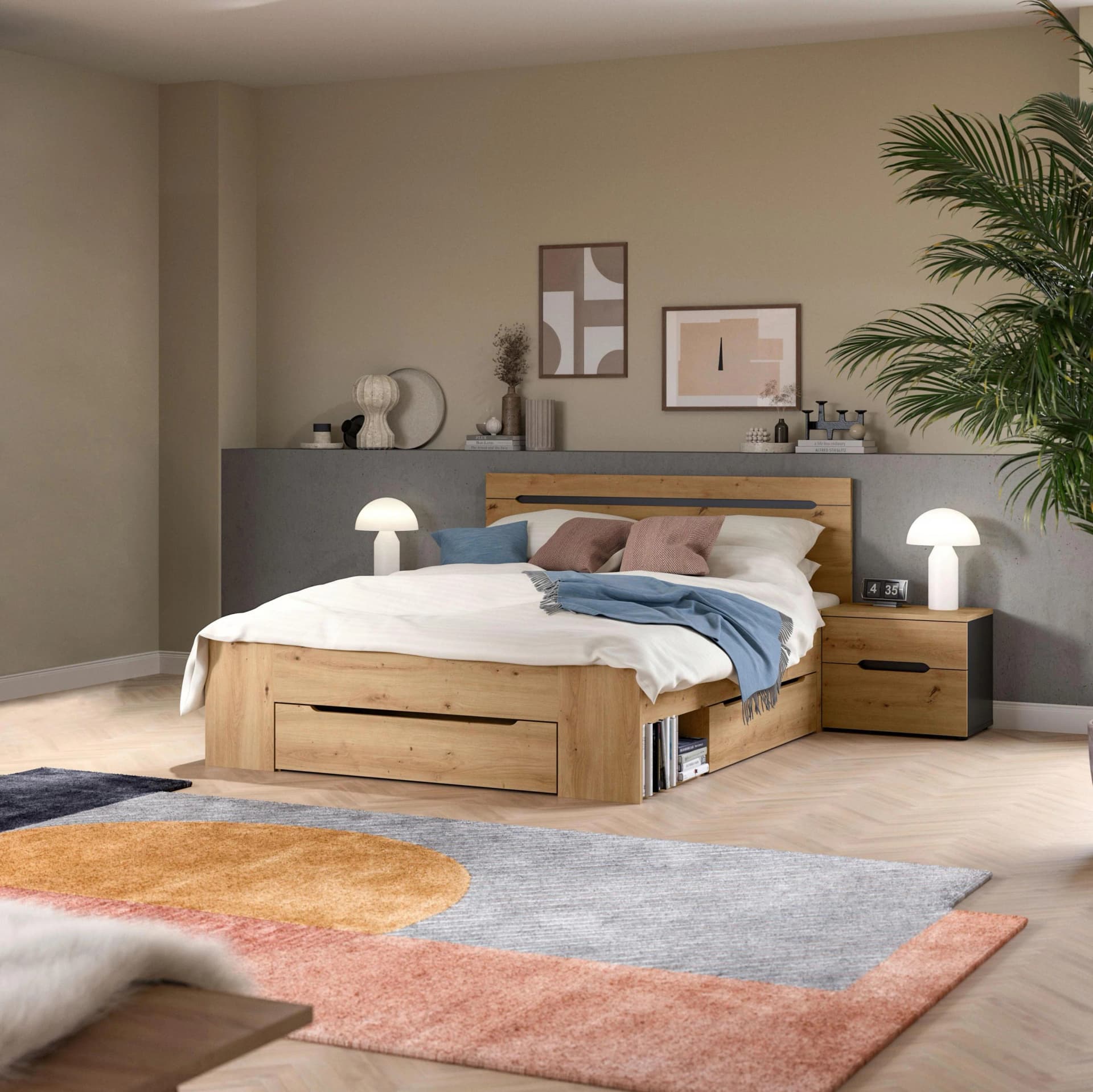 Schlafzimmer CANU 3-teilig Eiche Artisan Grau