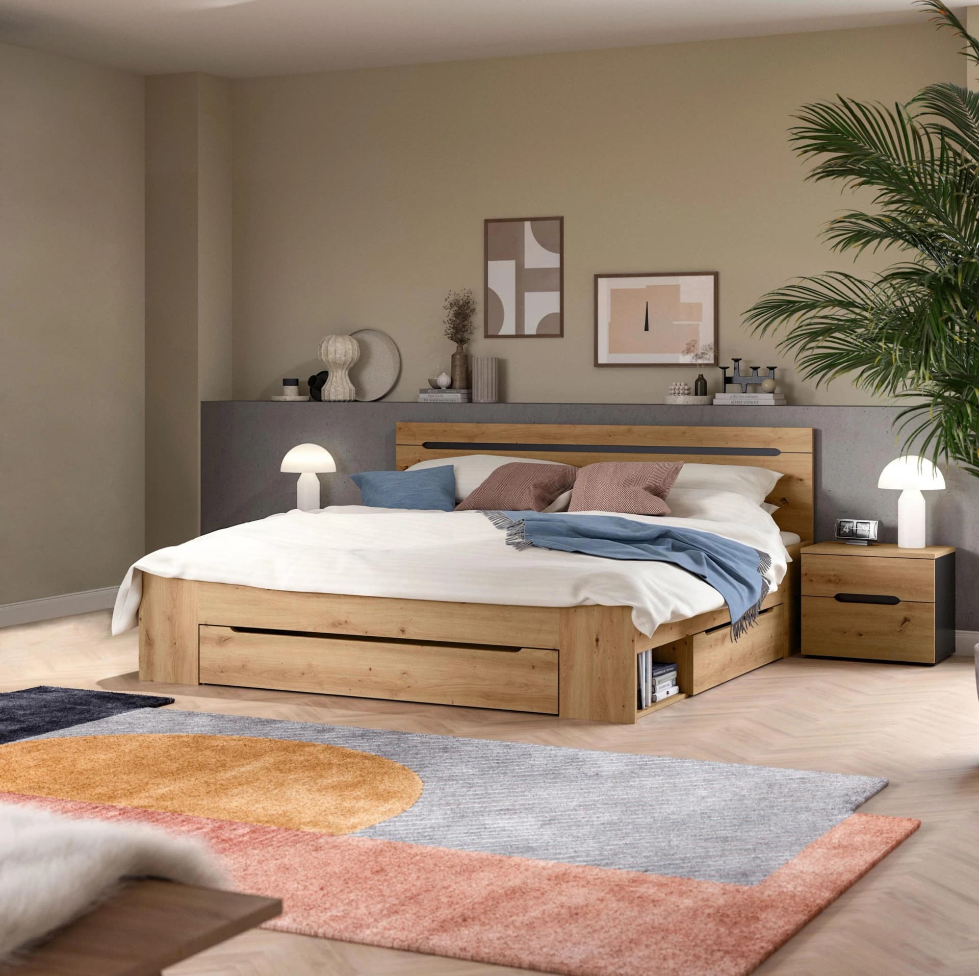 Schlafzimmer CANU 3-teilig Grau Eiche Artisan Holzoptik