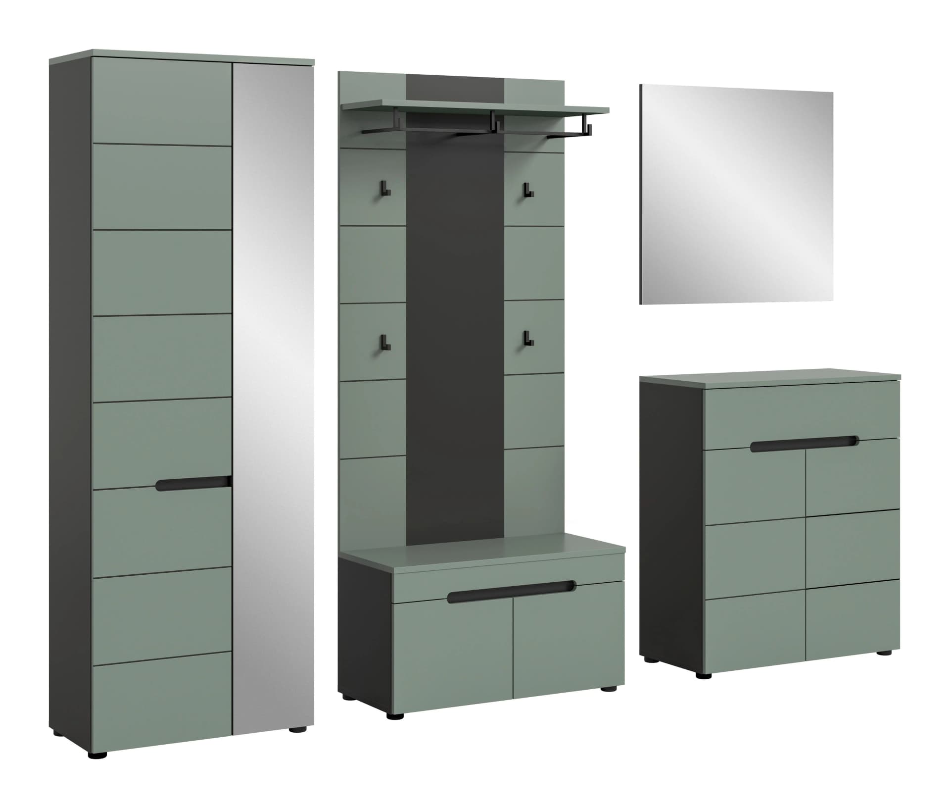 Garderobe CANU 5-teilig Grau Graugrün