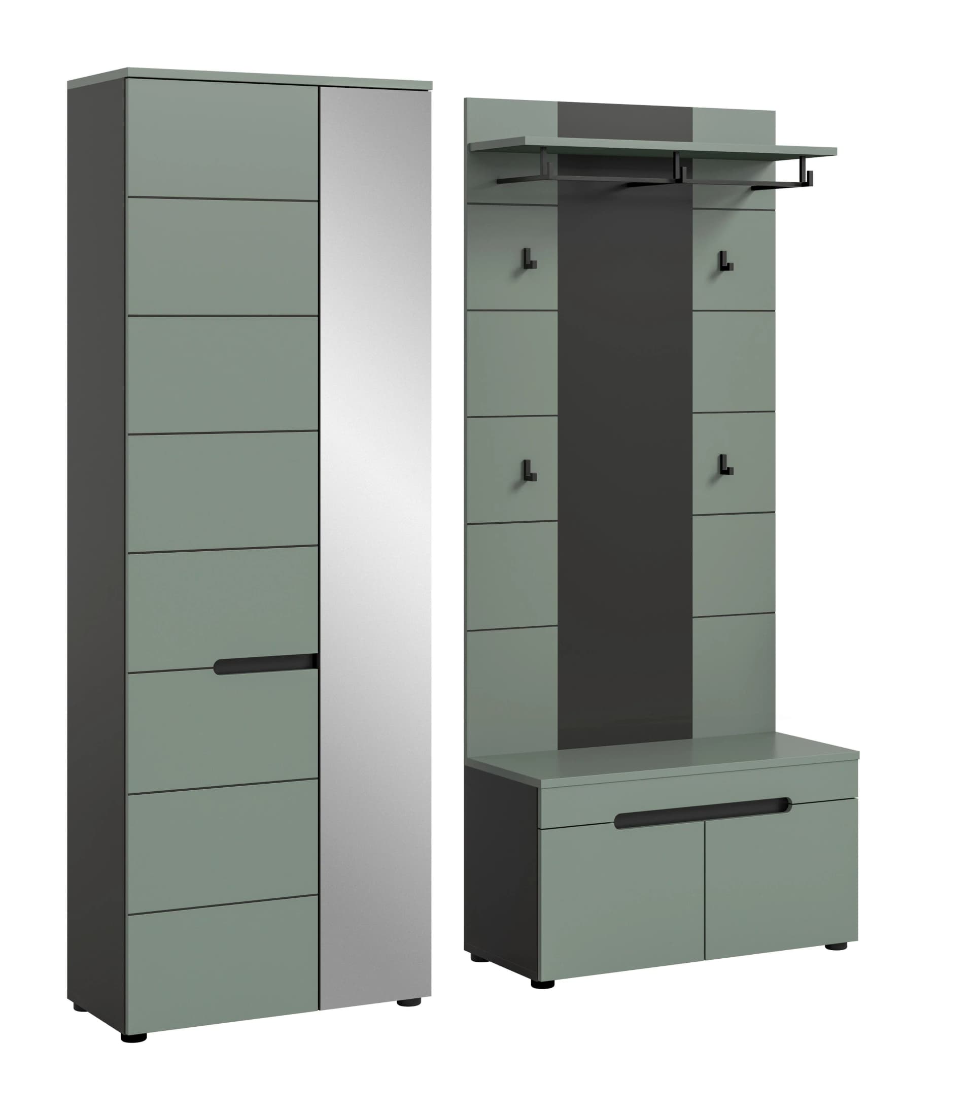 Garderobe CANU 3-teilig Grau Graugrün