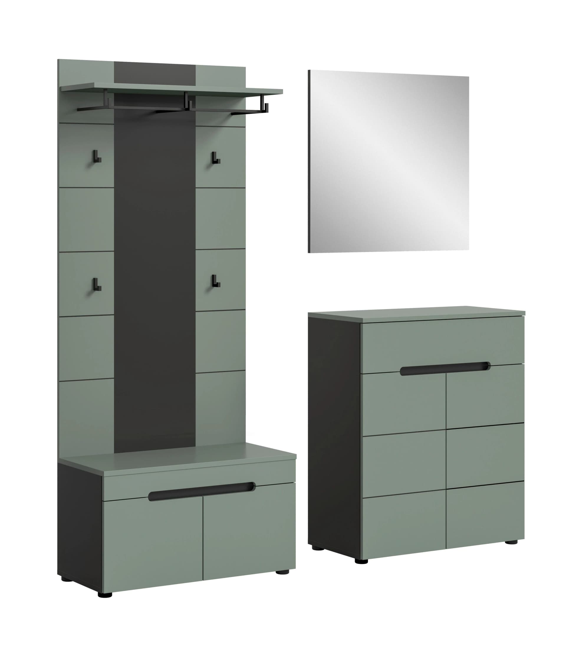 Garderobe CANU 4-teilig Grau Grau-Grün Holz