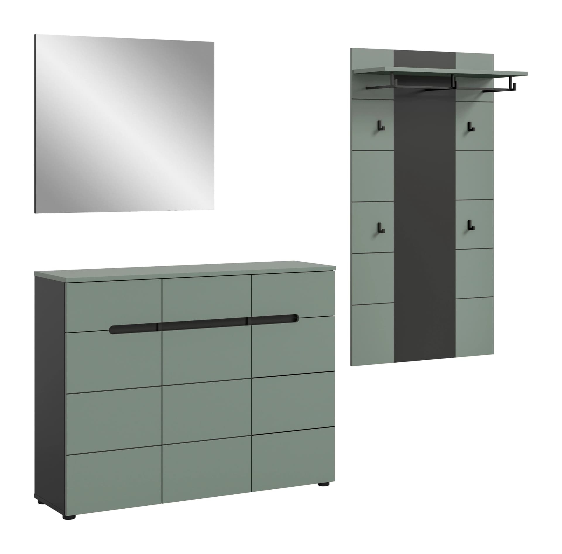 Garderobe CANU 3-teilig Grau Graugrün