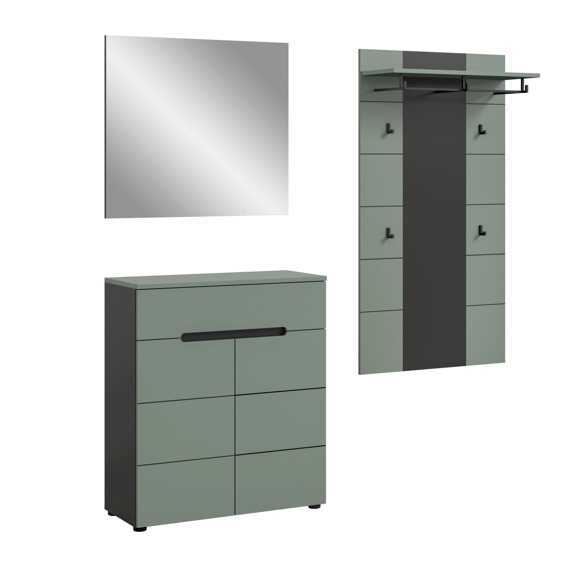 Garderobe CANU 3-teilig Grau Graugrün