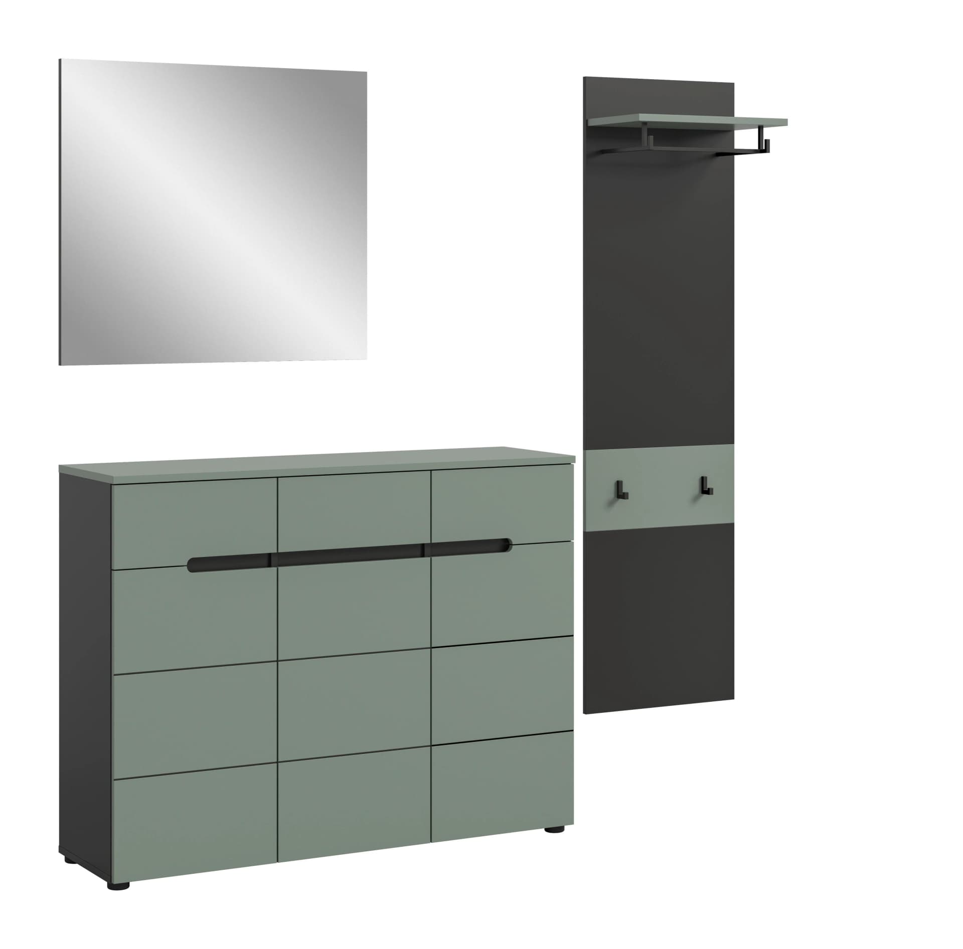 Garderobe CANU 3-teilig Grau Graugrün Holz