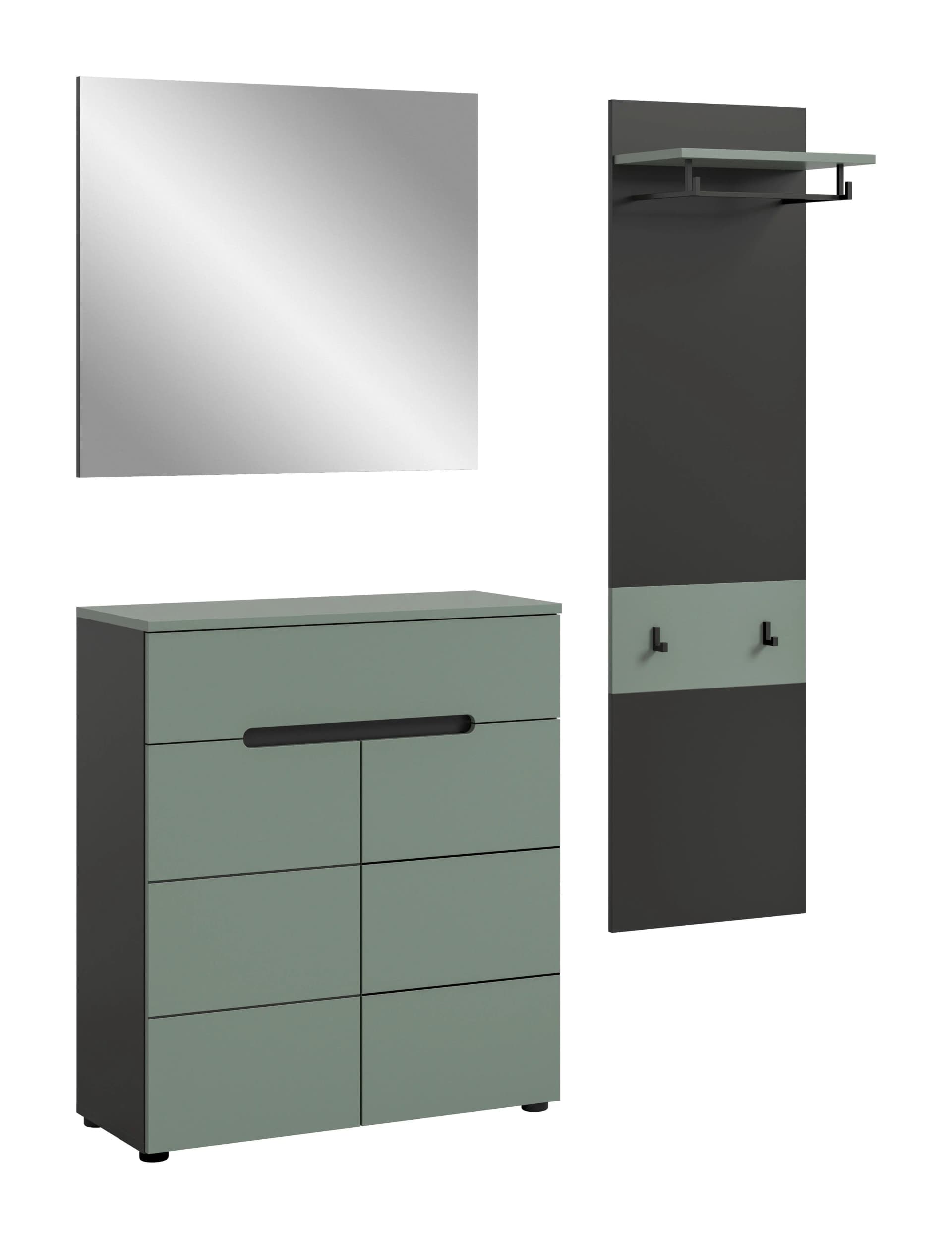 Garderobe CANU 3-teilig Grau Graugrün