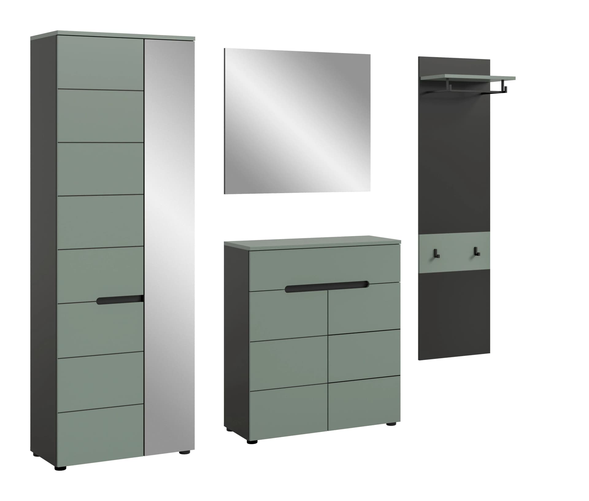 Garderobe CANU 4-teilig Grau Graugrün
