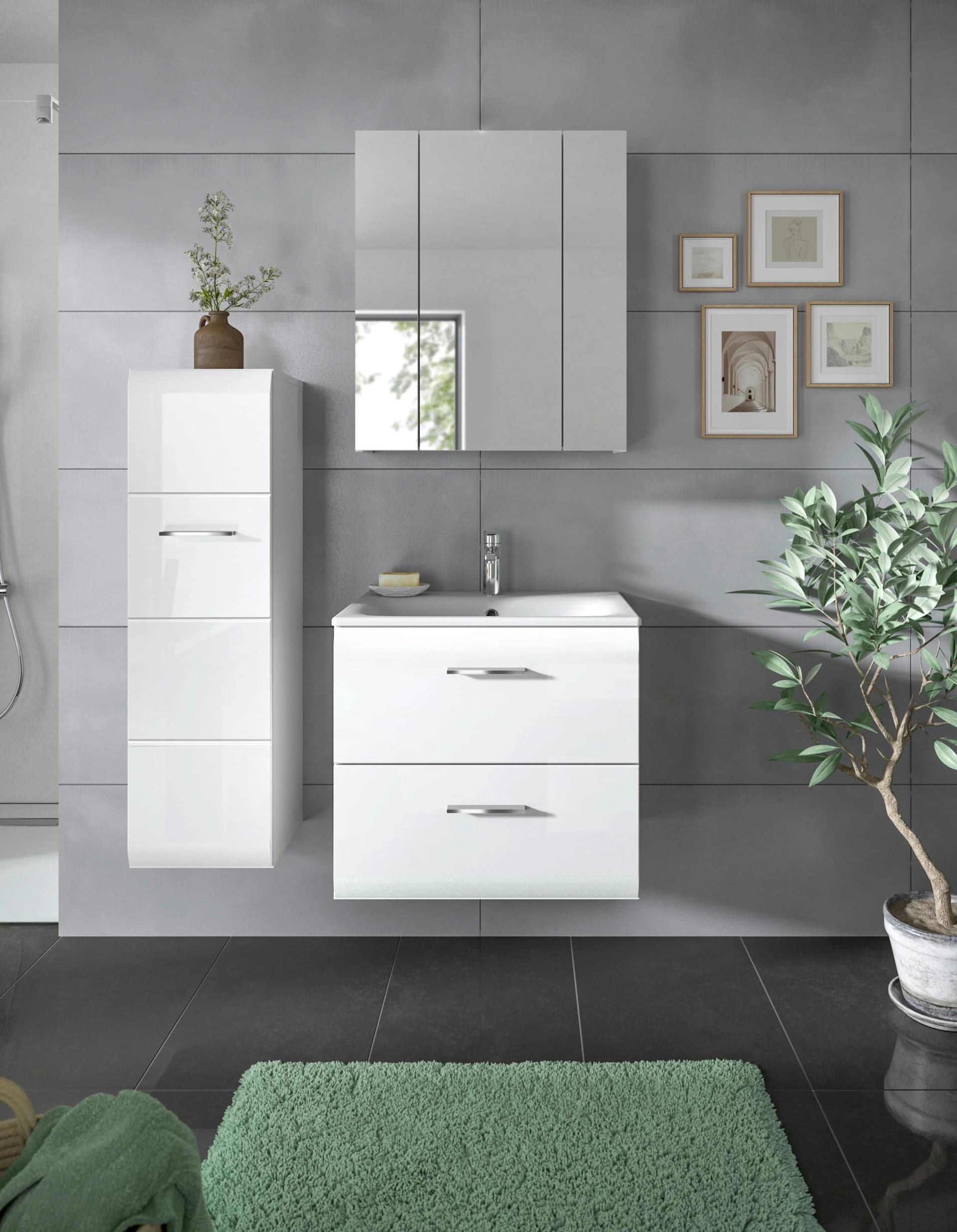 Badezimmer-Set Ice 3-tlg. 90 cm Weiß