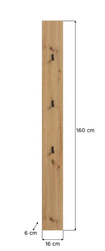 xonox.home Garderobenpaneel Artisan Oak Nachbildung mit 3 Haken - Bild 3
