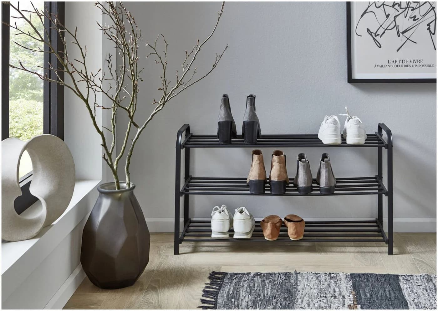 xonox.home Schuhregal Schwarz 3 Böden - Bild 5