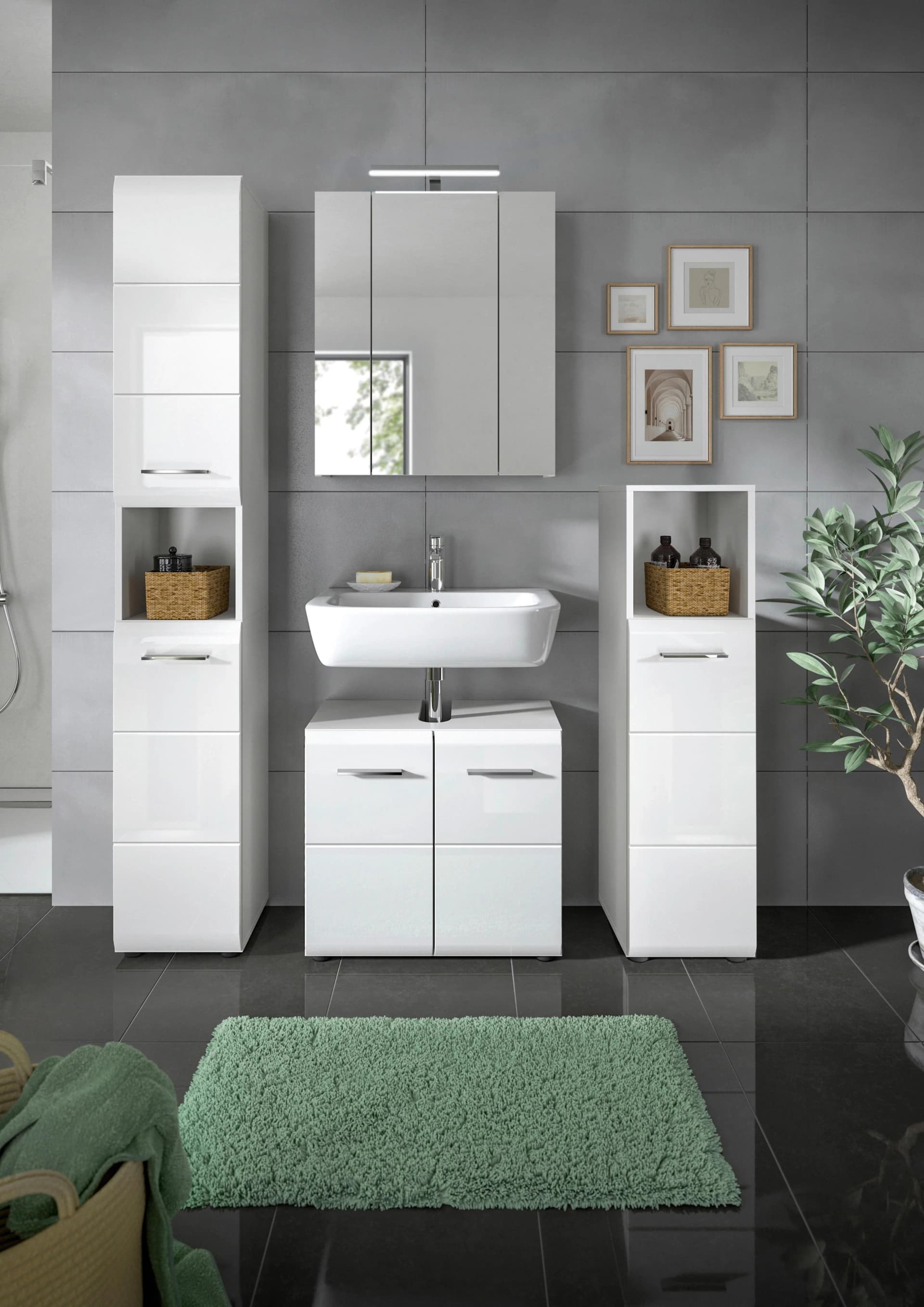 Badezimmer-Set Ice 4-tlg. 120 cm Weiß