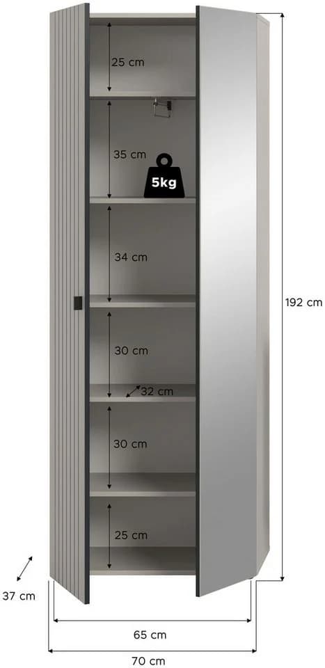 Garderobenschrank Station Kaschmir Beige Holz - Bild 4