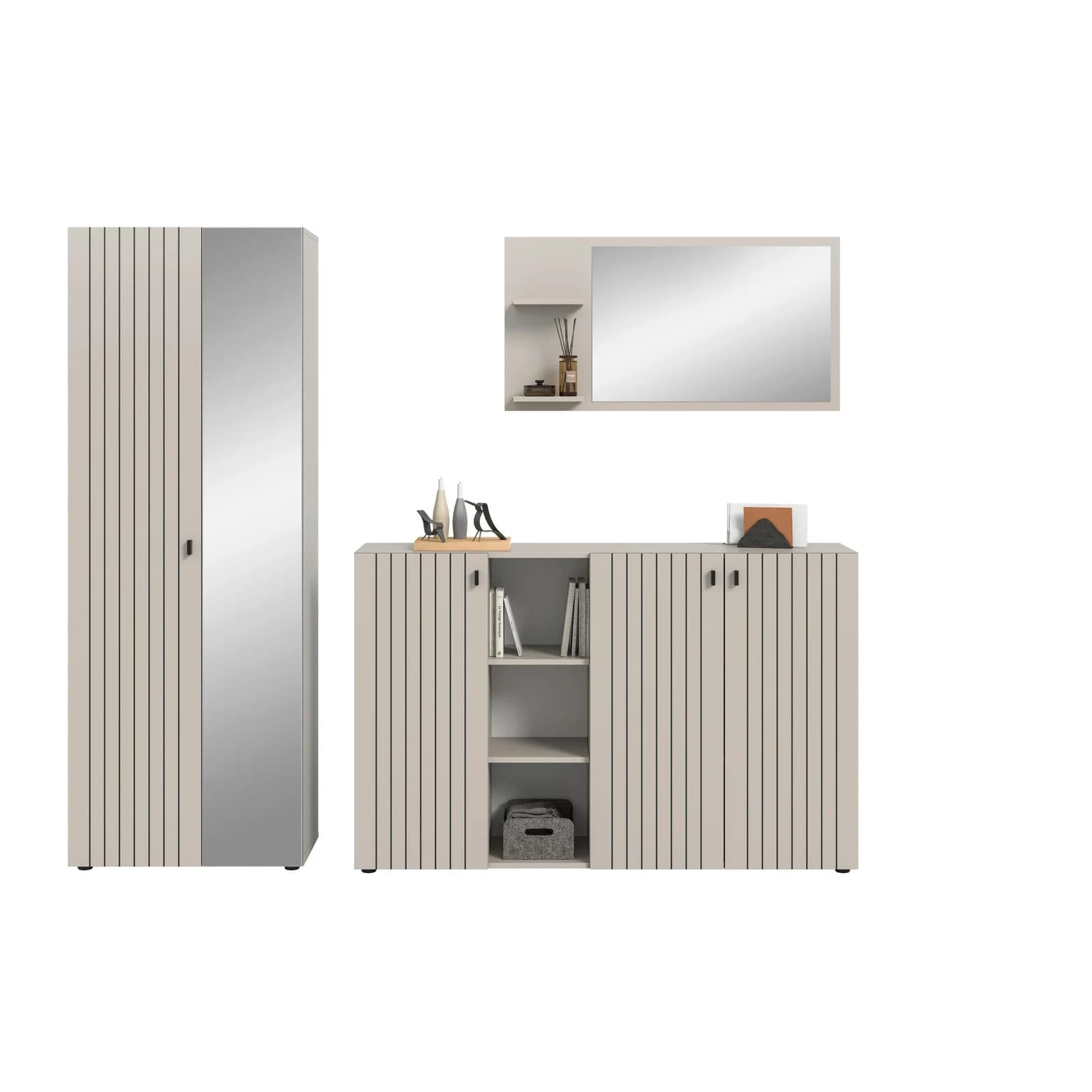 Garderobe Station 3-tlg. Kaschmir Holz
