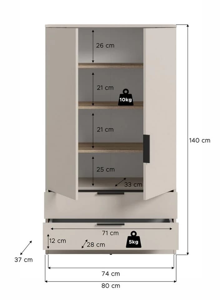 xonox.home Wäscheschrank Kopenhagen Braun Modern Skandinavisch - Bild 3