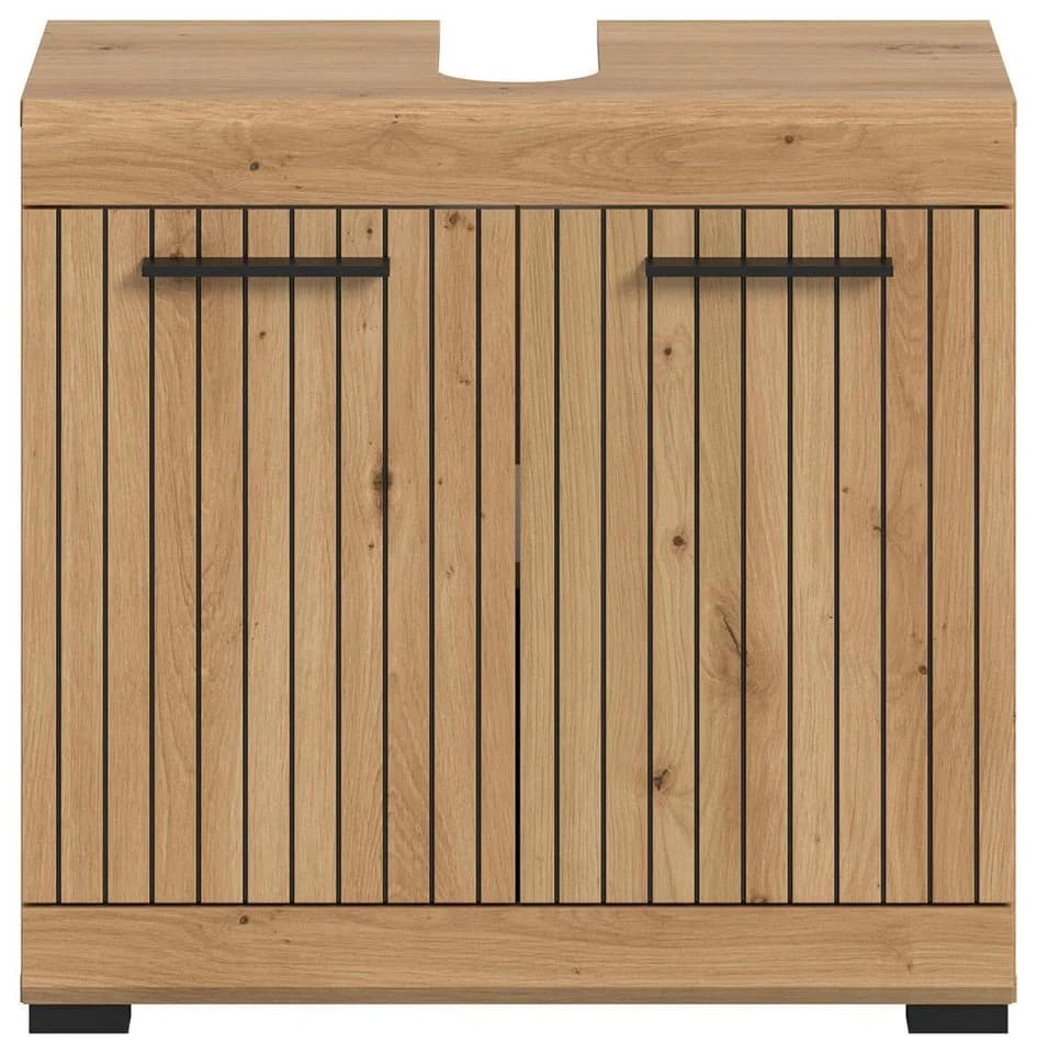xonox.home Waschbeckenunterschrank Artisan Eiche Schwarz 60x56x34 cm