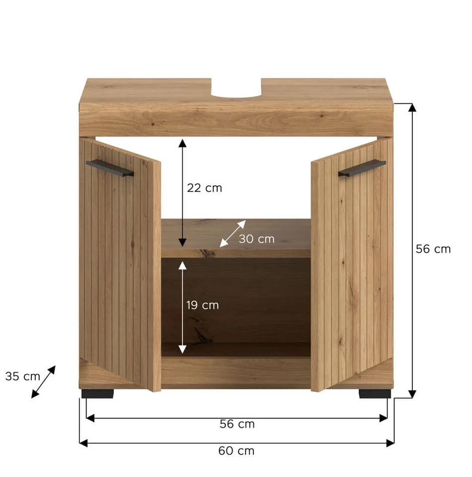 xonox.home Waschbeckenunterschrank Artisan Eiche Schwarz 60x56x34 cm - Bild 4
