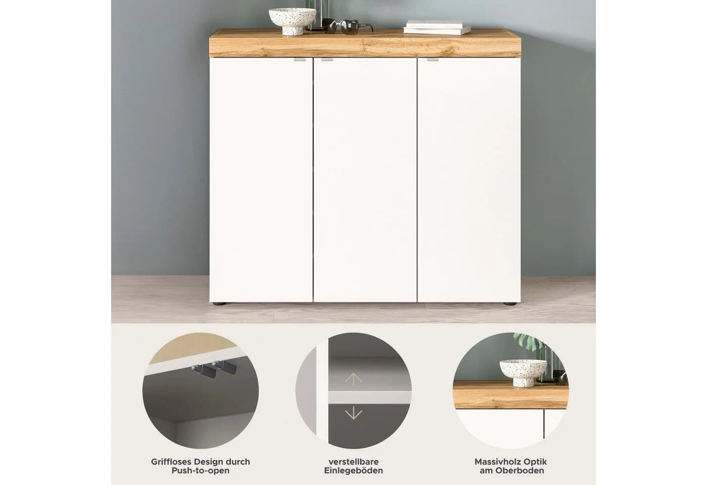 OTTO HOME Schuhschrank MAMBO II Weiß 3 Türen 10 Böden - Bild 3