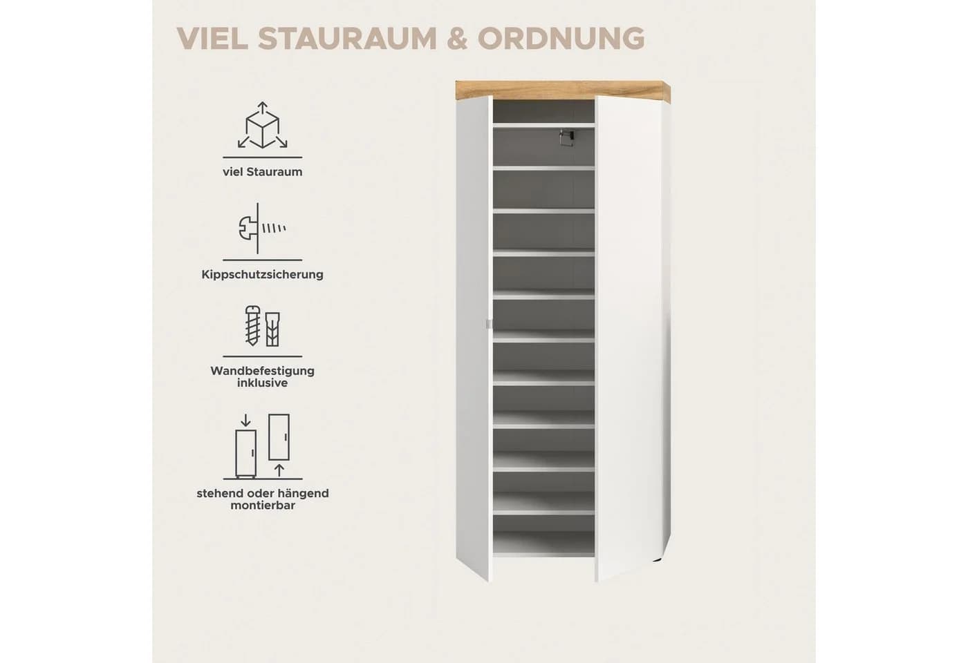 OTTO HOME Schuhschrank MAMBO II Weiß 179 cm - Bild 4
