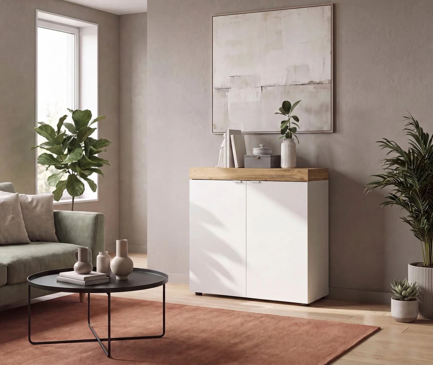 OTTO HOME Kommode MAMBO II Weiß/Wotan Eiche Push-to-Open