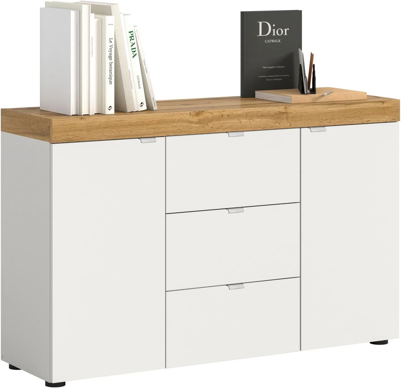 OTTO home Sideboard MAMBO II Weiß Melamin 2 Türen 3 Schubkästen - Bild 2