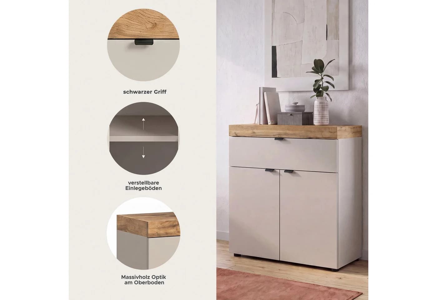 OTTO HOME Kommode Mambo II Beige/Braun Push-to-Open - Bild 3