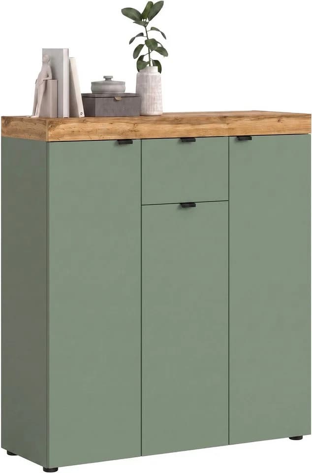 OTTO HOME Highboard MAMBO II 105cm 3 Türen 1 Schublade Smoke Green Eiche - Bild 2