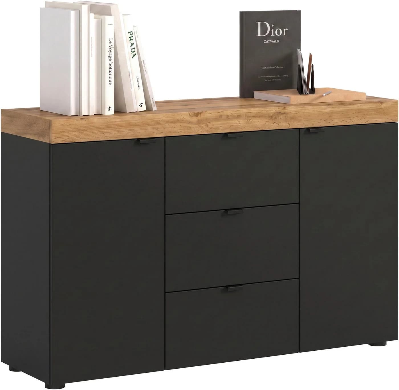 OTTO home Sideboard MAMBO II 125 cm Schwarz/Weiß Modern - Bild 2