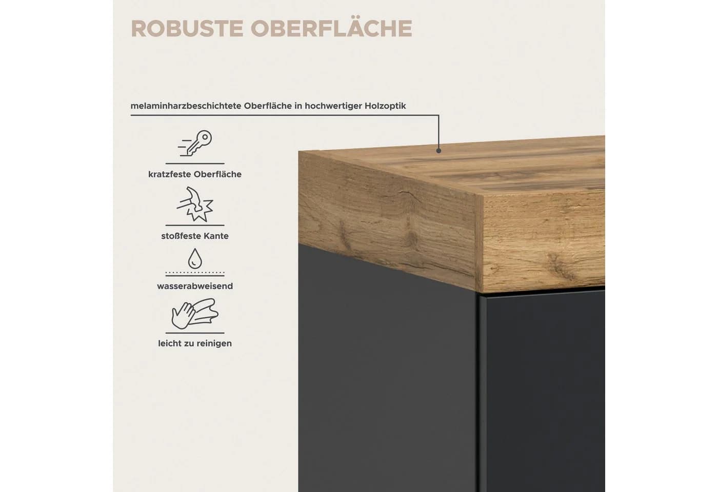 OTTO home Sideboard MAMBO II 125 cm Schwarz/Weiß Modern - Bild 5