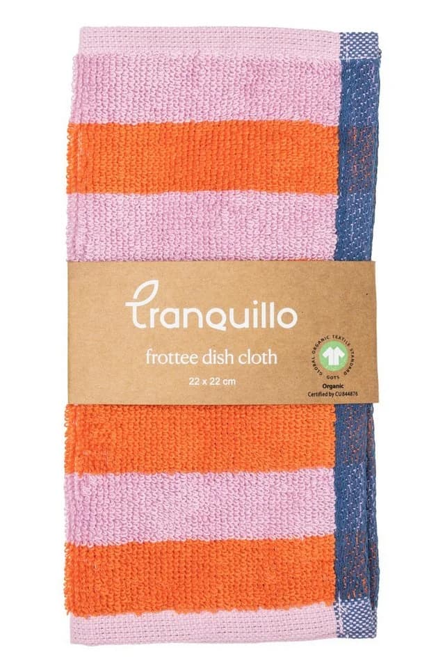 Tranquillo Spültuch Frottee Gestreift Orange 22x22 cm Bio-Baumwolle - Bild 4