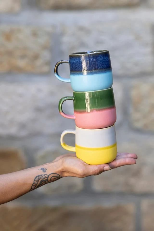 Tranquillo Tasse INDUSTRIAL 390ml Grün-Rosa Steingut - Bild 4