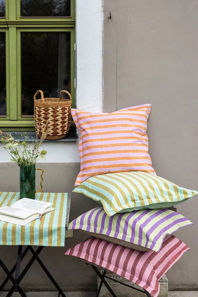 Tranquillo Kissenbezug VIVID LINES Orange Bio-Baumwolle
