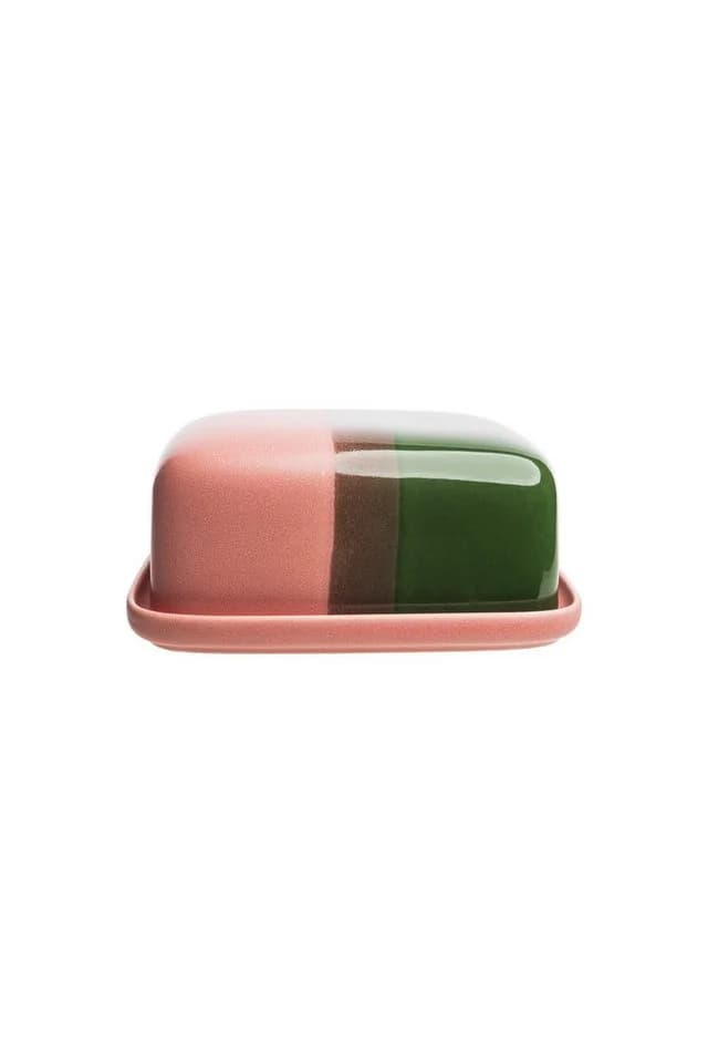 Tranquillo Butterdose INDUSTRIAL Steinzeug Rosé/Grün Reaktive Glasur