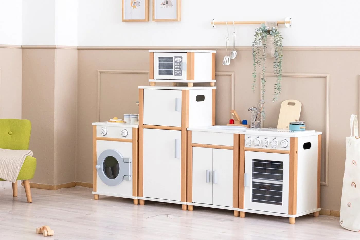 Betzold Kinder-Küchenset 5-teilig Weiß Holz