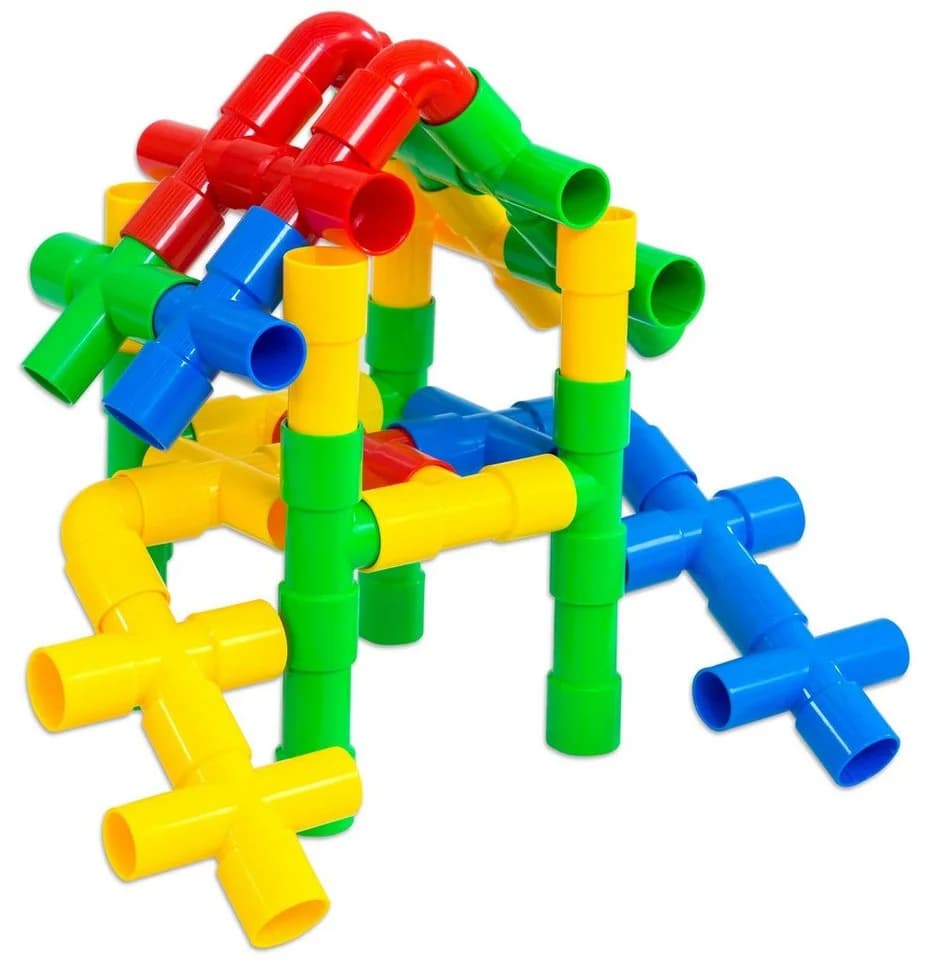 Betzold Steckspielzeug Steckrohre 80-tlg. Bunt Bau- und Spielset