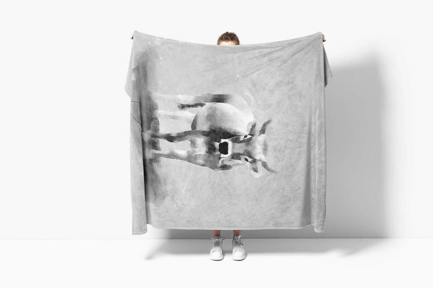 Sinus Art Handtuch Strandhandtuch Saunatuch Kuscheldecke Kuh Motiv Baumwolle-Polyester-Mix
