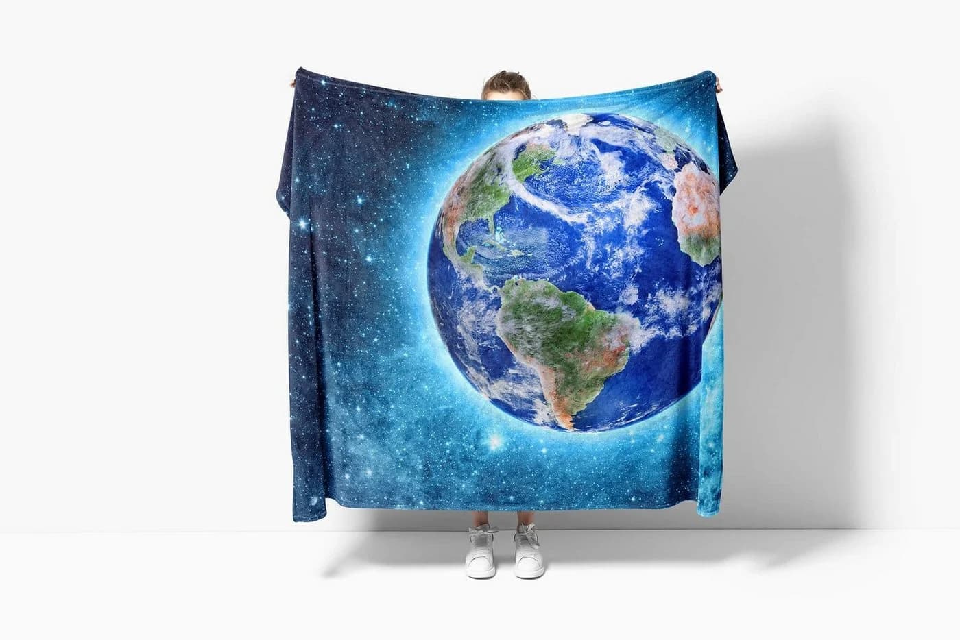 Sinus Art Handtuch mit Fotomotiv Erde Planet Weltal Polyester-Baumwolle