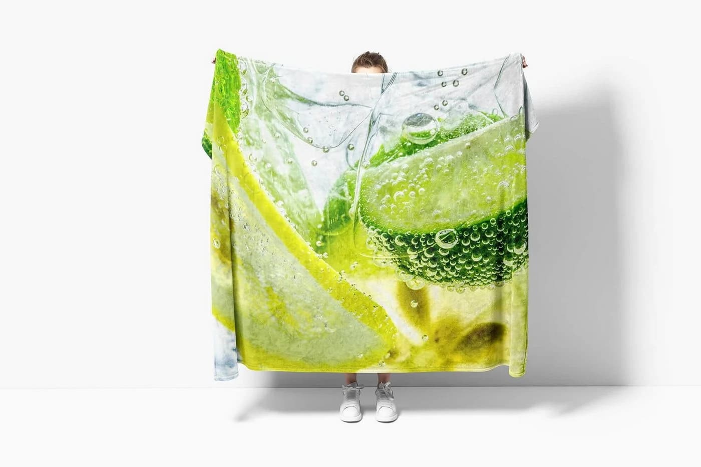 Sinus Art Handtuch mit Fotomotiv Zitronen Limetten Polyester-Baumwolle