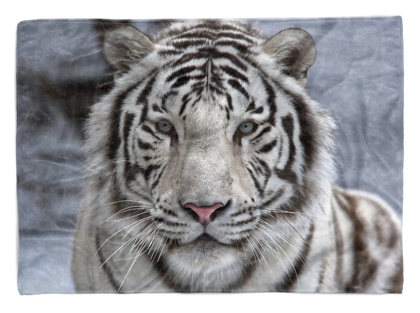 Sinus Art Handtuch mit Tiermotiv Weißer Tiger Baumwolle-Polyester-Mix - Bild 2
