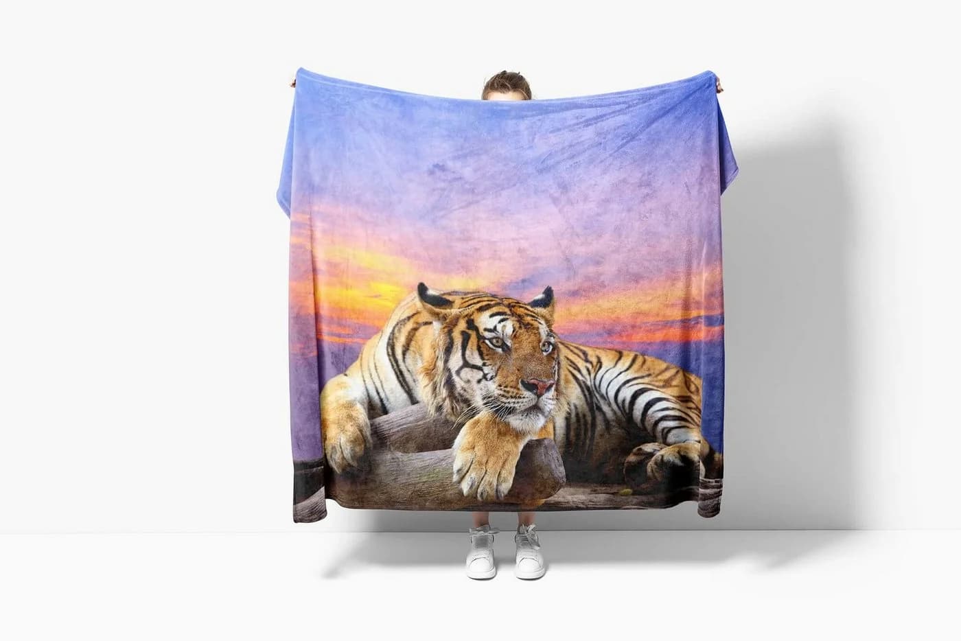 Sinus Art Handtuch mit Tiger-Motiv, Polyester-Baumwolle-Mix