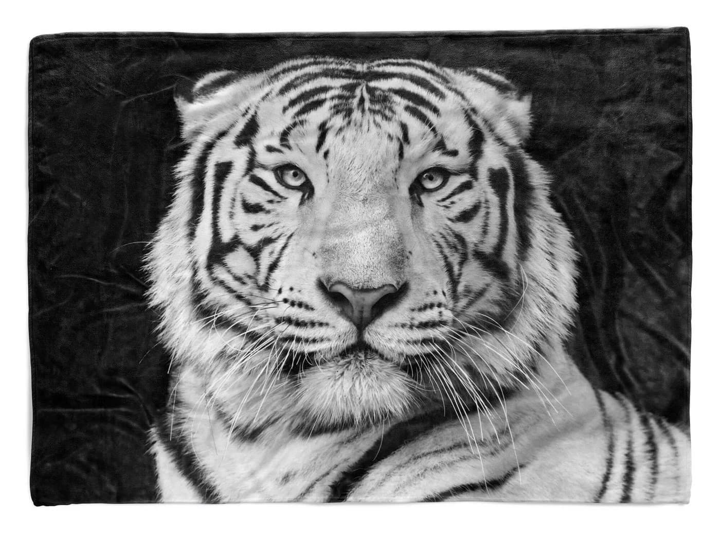 Sinus Art Handtuch mit weißem Tiger Motiv, Polyester-Baumwolle Mix - Bild 2