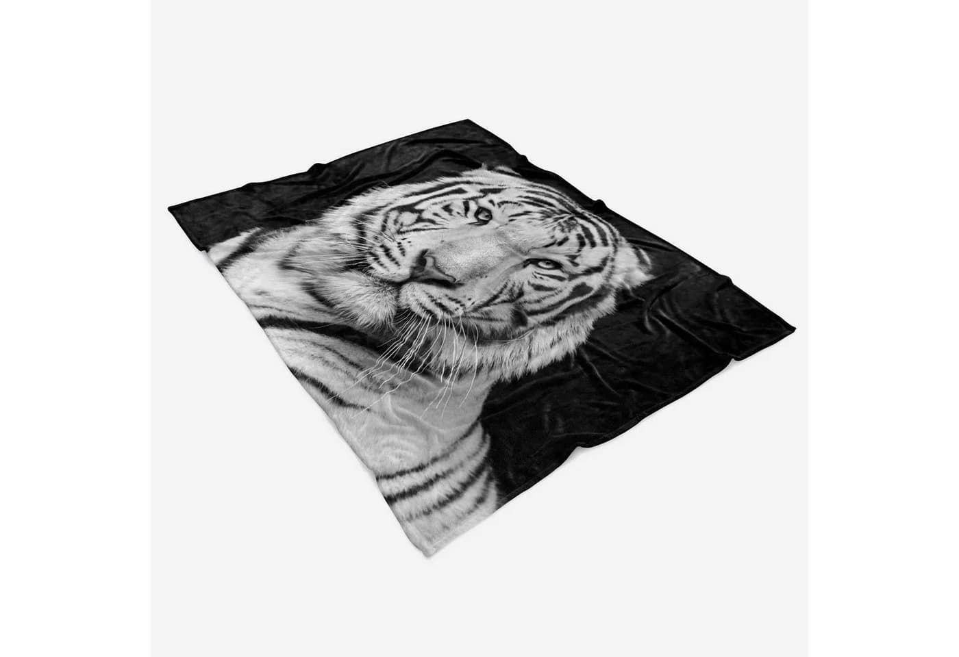 Sinus Art Handtuch mit weißem Tiger Motiv, Polyester-Baumwolle Mix - Bild 3