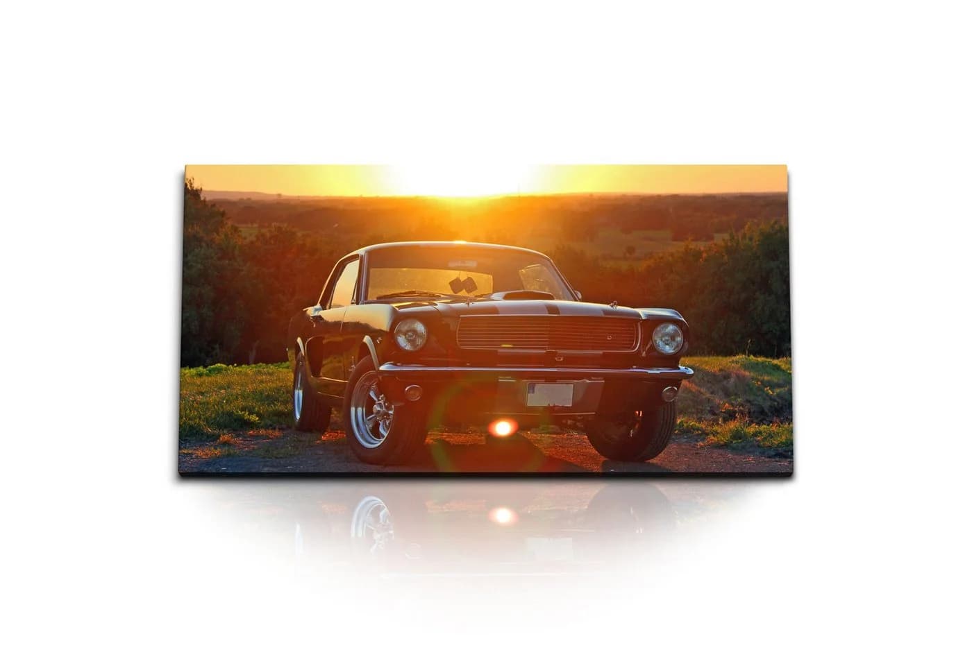 Sinus Art Leinwandbild Ford Mustang 66 Oldtimer Sonnenuntergang - Bild 2