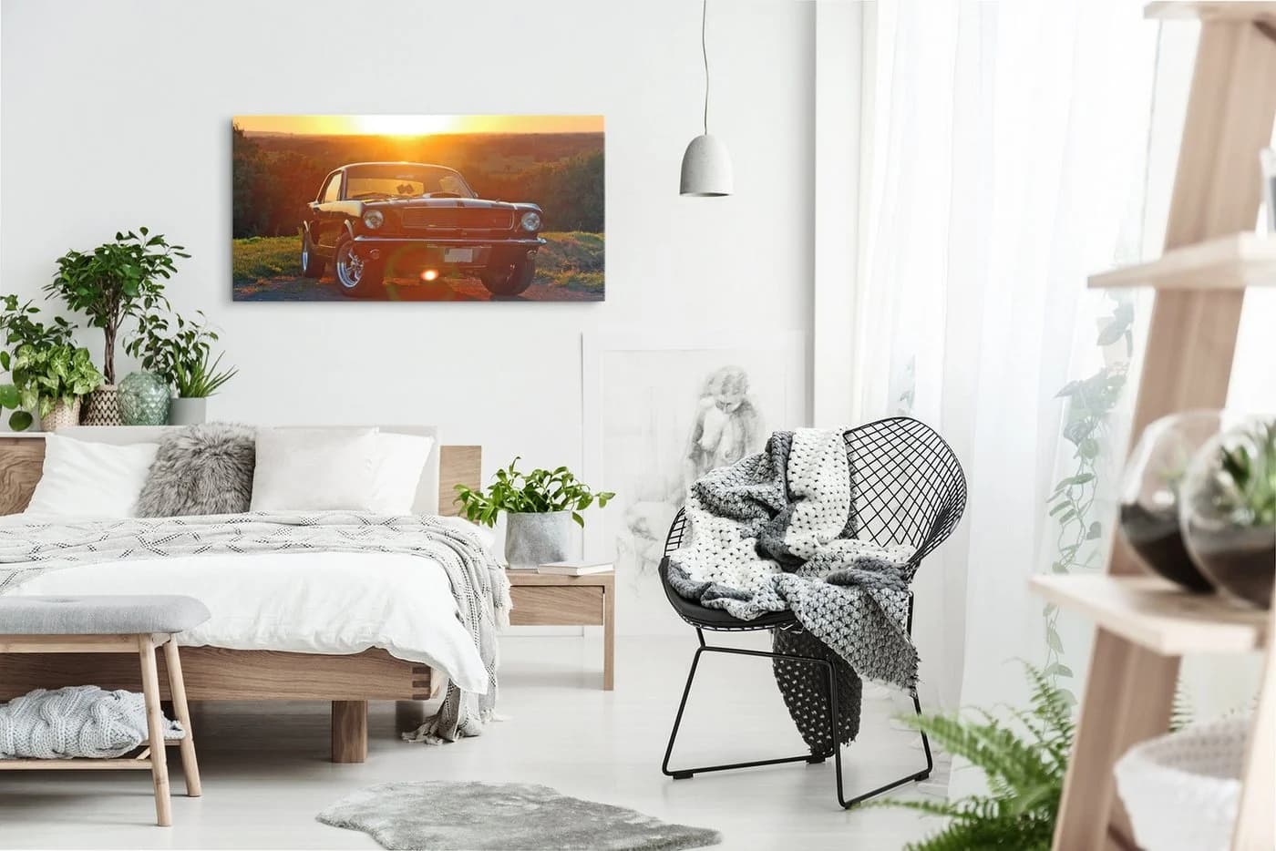 Sinus Art Leinwandbild Ford Mustang 66 Oldtimer Sonnenuntergang - Bild 4