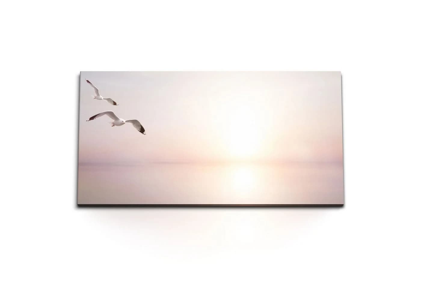Sinus Art Leinwandbild 120x60cm Möwen Meer Sonnenuntergang - Bild 2
